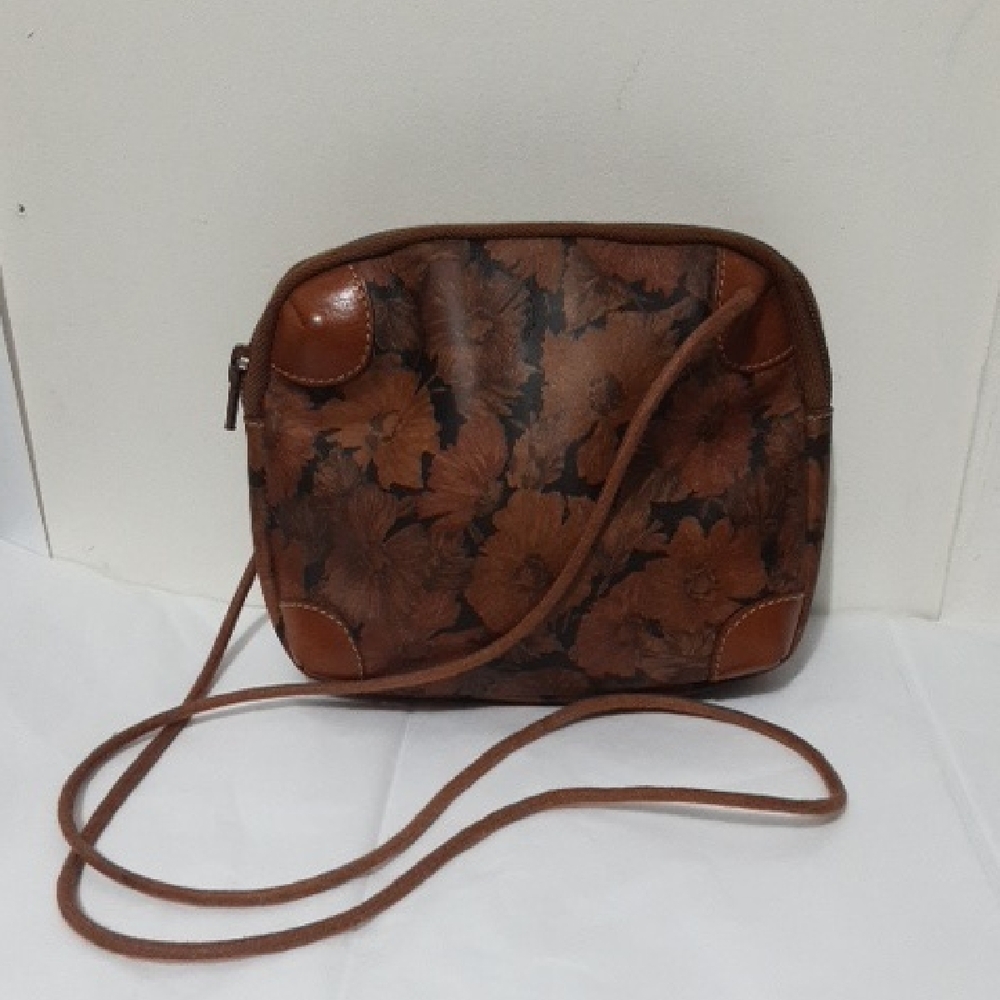 Furla Brown Floral Leather Crossbody Bag